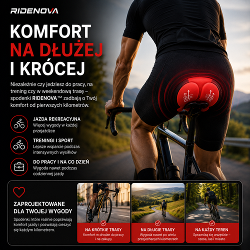 Spodenki Rowerowe RIDENOVA™ GEL 3D z Wkładką Żelową