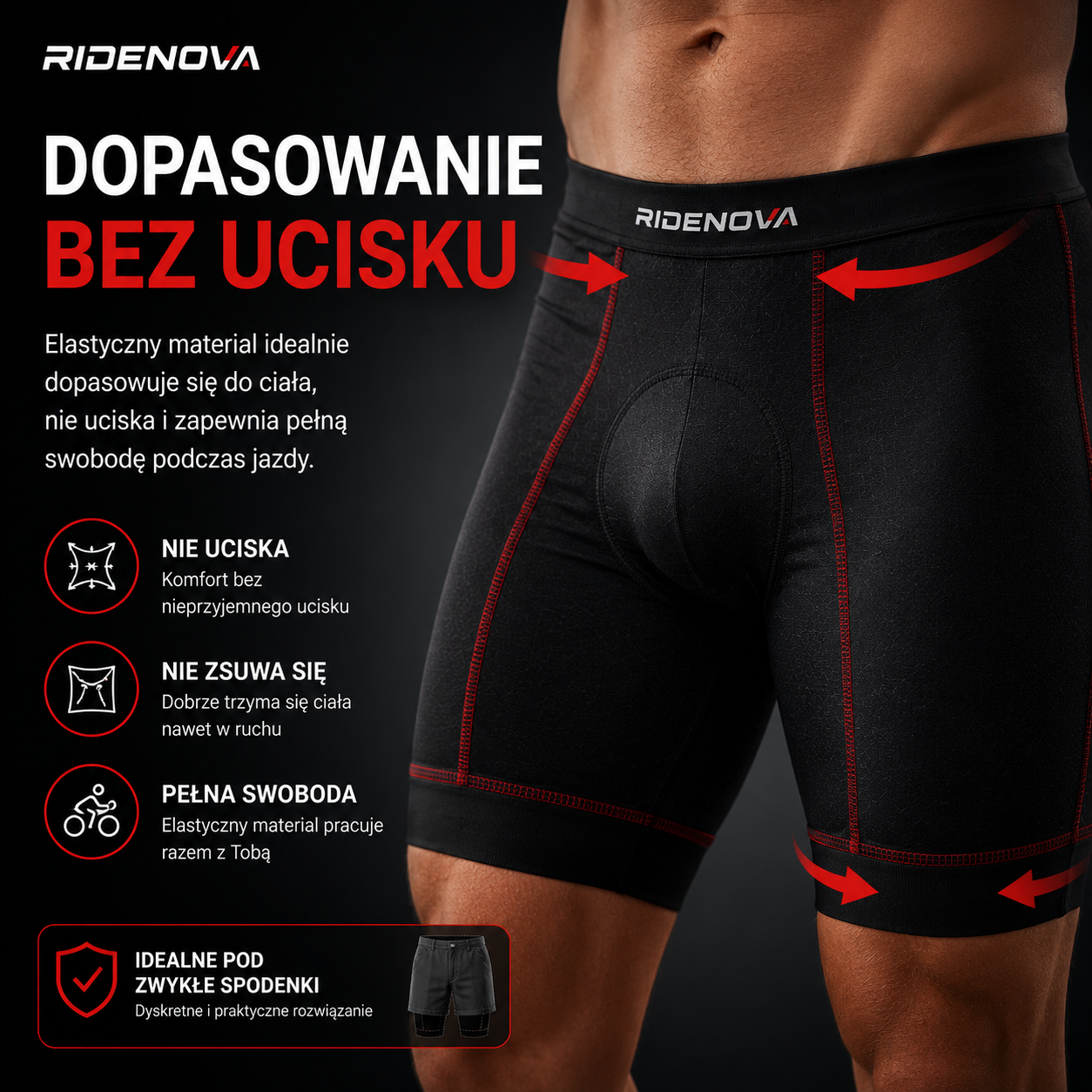 Spodenki Rowerowe RIDENOVA™ GEL 3D z Wkładką Żelową