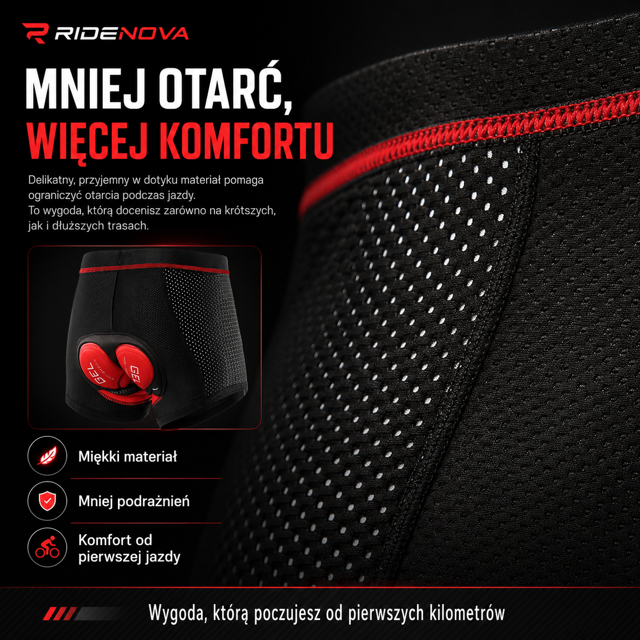 Spodenki Rowerowe RIDENOVA™ GEL 3D z Wkładką Żelową